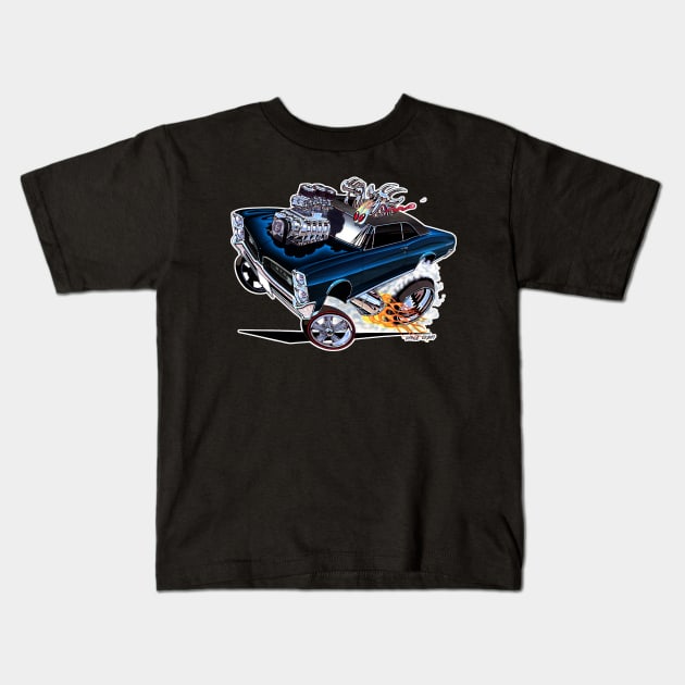 GOATINATOR 1967 GTO Blue Kids T-Shirt by vincecrain